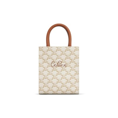 CELINE MINI TOTE IN CABAS TRIOMPHE PRINTS AND LEATHER 194372CYB.01BC (21*17*4cm)